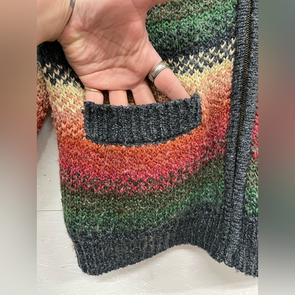 Vintage The Bay x Principles Colourful Wool Blend Zip-Up Cardigan Sweater, S - Picture 5 of 10